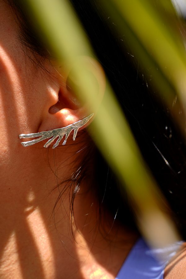 Pendientes Hoja de Palmera, plata de ley 925, 6,15 gramos, 5*1 cm