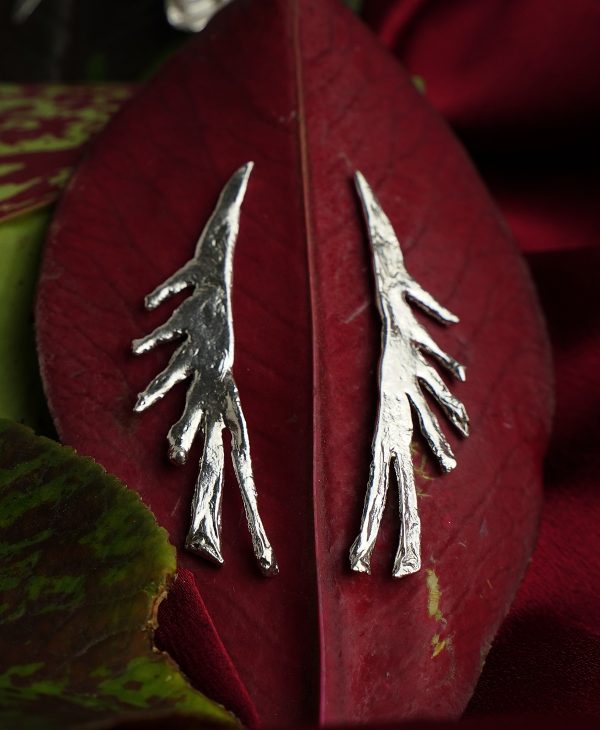 Pendientes Hoja de Palmera, plata de ley 925, 6,15 gramos, 5*1 cm - Imagen 2