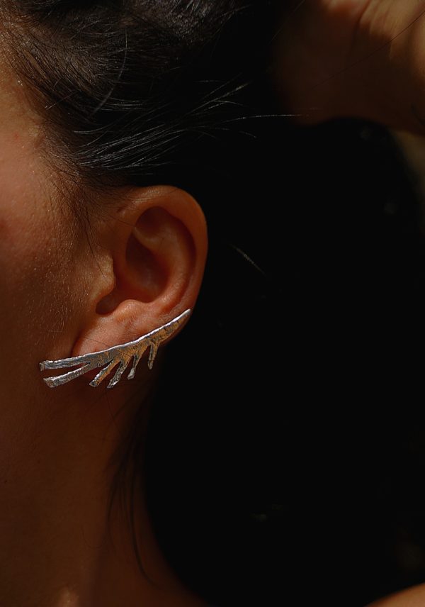 Pendientes Hoja de Palmera, plata de ley 925, 6,15 gramos, 5*1 cm - Imagen 4