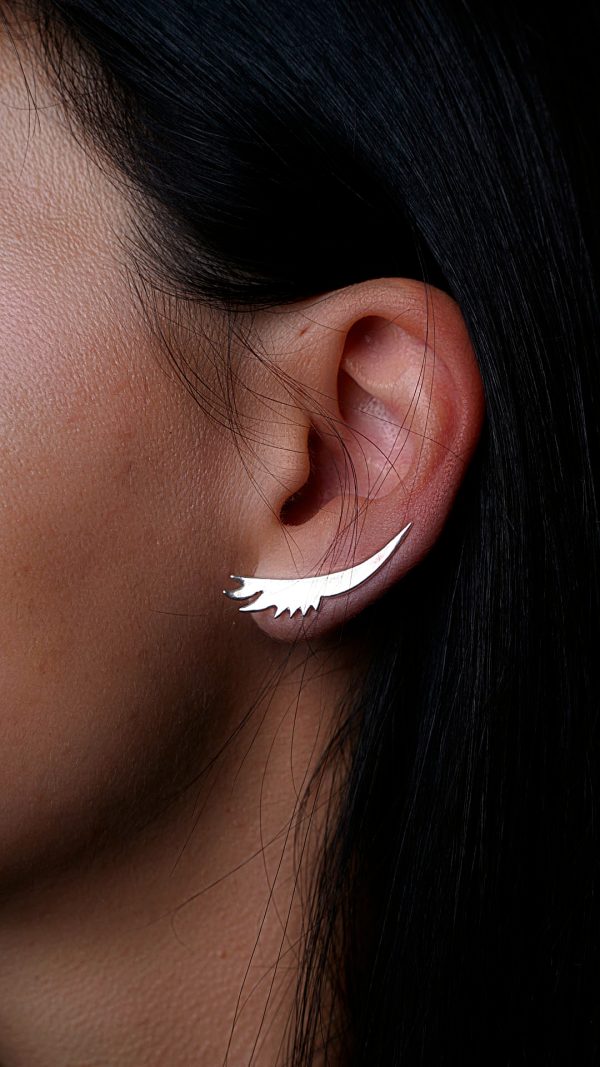 Pendientes “Ala de Dragón”, plata de ley 925, 3 gramos, 3,5*0,5 cm - Imagen 2