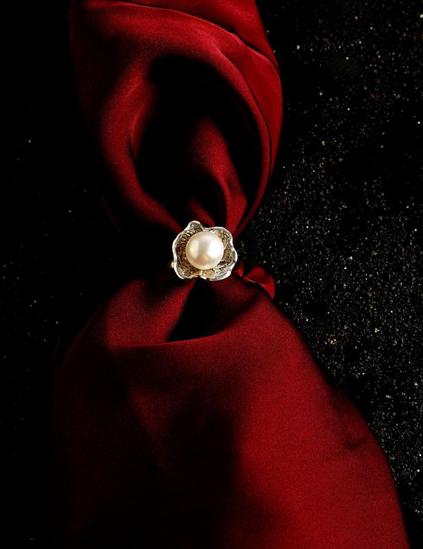 El anillo «Flor» plata de ley 925 con perla, 12,7 gramos - Imagen 3