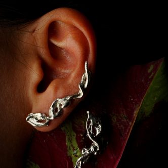 Pendiente “Rama” ear climbers, plata de ley 925, 6,9 gramos, 4,3*0,5 cm